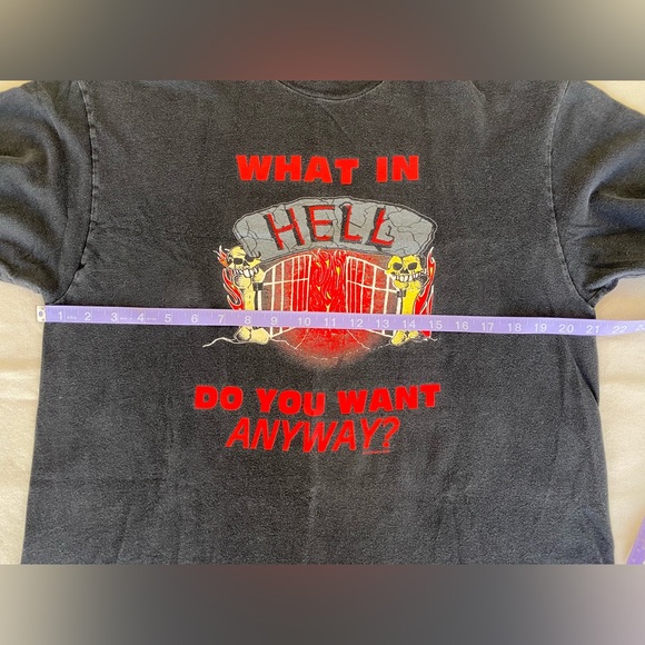 Vintage Hanes Beefy Tee 1993 Rhemawear Black Graphic Novelty Religious Shirt L - Picture 4 of 6